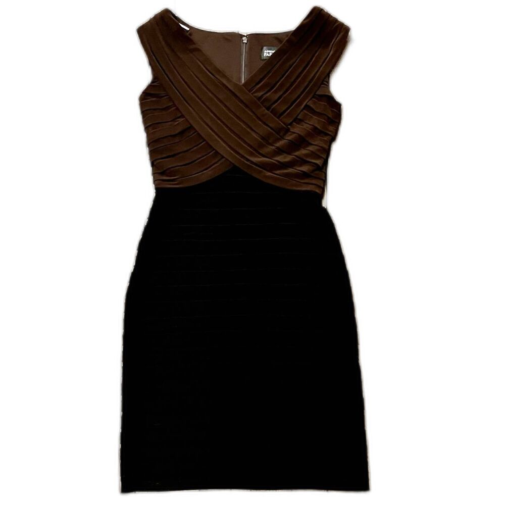 Adrianna Papell BodyCon Layered Fitted‎ Brown & Black Party Event Dress Size 8